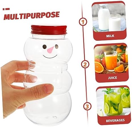Cabilock 10pcs Christmas Beverage Bottles Snowman Juice Containers with Lids