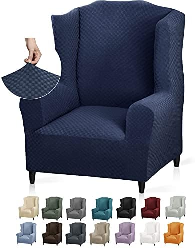 YEMYHOM Wingback Chair Slipcover with Jacquard Design and Foam Rods