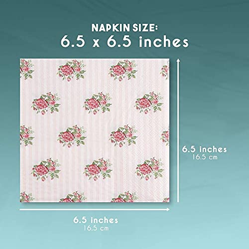 Juvale Vintage Pink Roses Floral Napkins