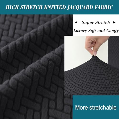 HFCNMY Thick Stretch Ottoman Slipcover - Black Square
