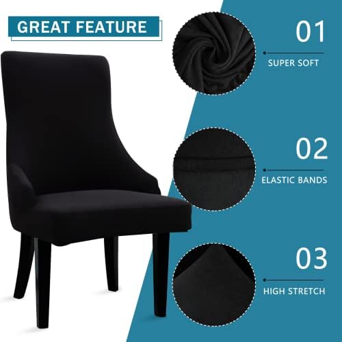 Liykimt Stretch Wingback Chair Slipcover Black Set of 2