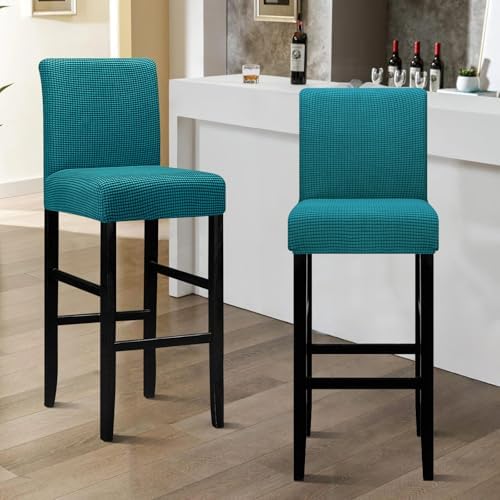Lellen Bar Stool Covers Set of 2 Peacock Blue