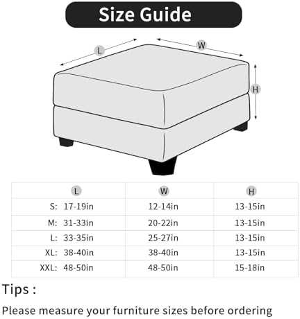 EVOLLER Waterproof Stretch Ottoman Cover 40x40x15 Inch