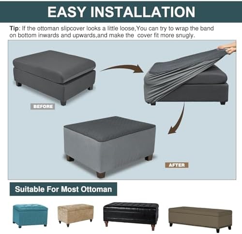 NeColorLife Waterproof Stool Cover for Rectangular Ottomans