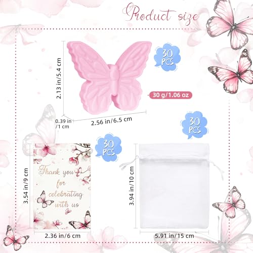 30 Sets Refreshing Butterfly Soap Baby Shower Favors Pink