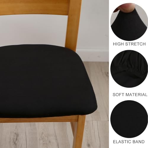 DLMWELL Stretch Black Chair Covers Set of 4 for Dining Room