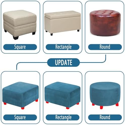 Velvet Stool Cover with Elastic Bottom for 20x20 to 42x42 Ottomans