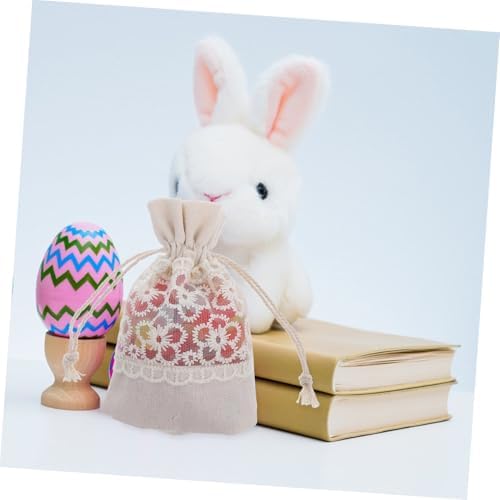 6pcs Lace Embroidered Canvas Drawstring Bags for Kids Birthday Parties