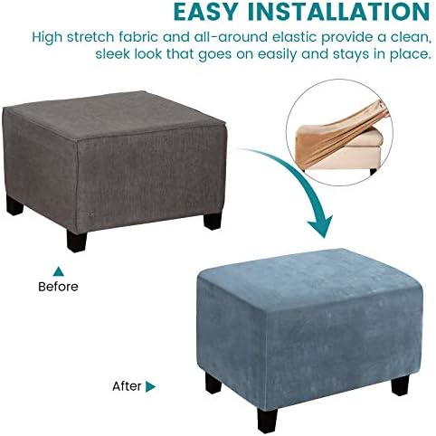 Real Velvet Plush Foldable Ottoman Slipcover