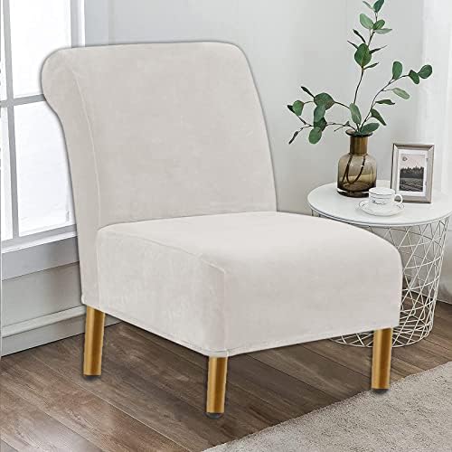 HAOYONG Armless Accent Chair Cover - Stretch Velvet Slipcover for Furniture Protection