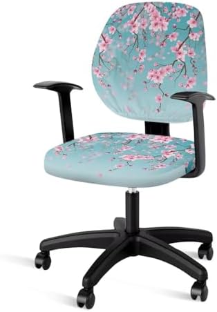 Talayituse Cherry Blossom Print Office Chair Cover 2-Piece Stretchable and Dustproof
