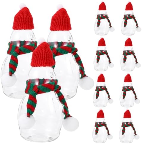 ORFOFE 4pcs Christmas Snowman Beverage Bottles with Caps