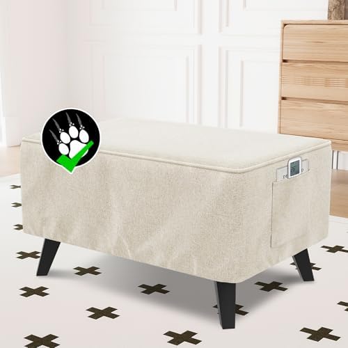 HVERSAILTEX Thick Linen Look Ottoman Cover for 43-44 Rectangle Footrest