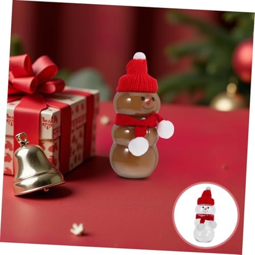 12 Set Snowman Shaped Juice Bottles with Scarves and Hats
