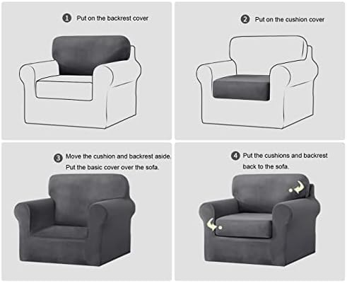 Vctops 3 Piece Velvet Stretch Sofa Cover Set