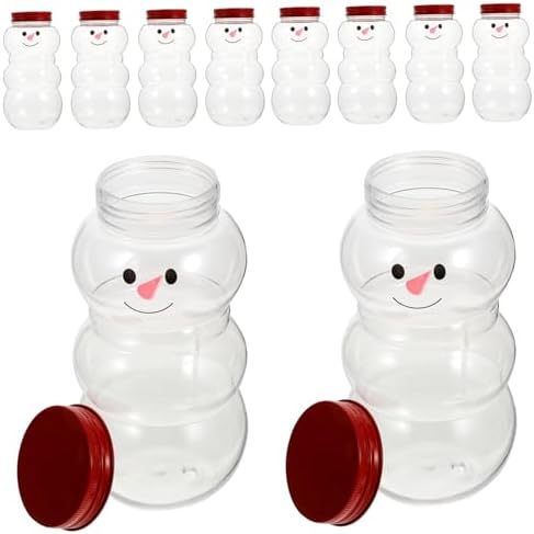 Cabilock 10pcs Christmas Beverage Bottles Snowman Juice Containers with Lids