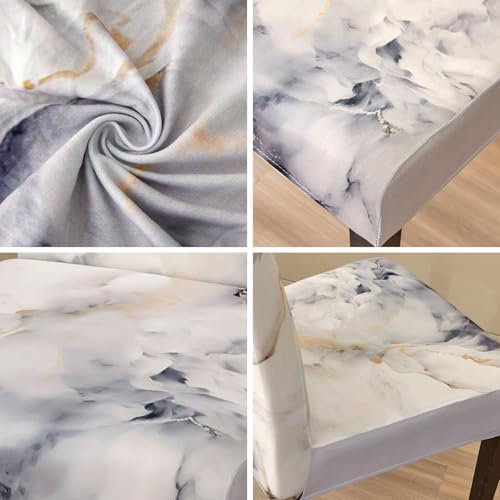 JQinHome Dining Chair Covers Set of 4 Gray Marble