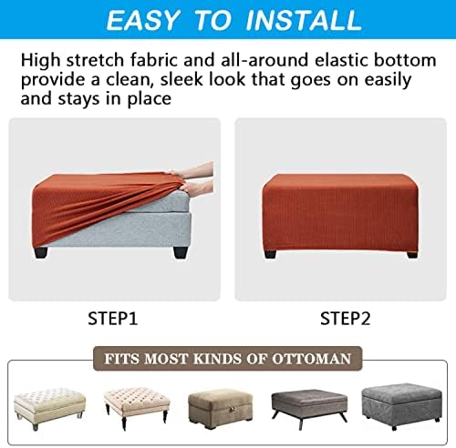 OBCREAT Ottoman Covers Stretch Jacquard Slipcover