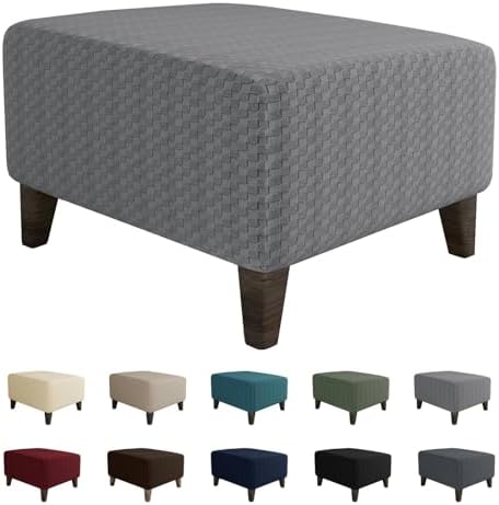 MAXIJIN Thick Jacquard Ottoman Slipcover with Elastic Bottom