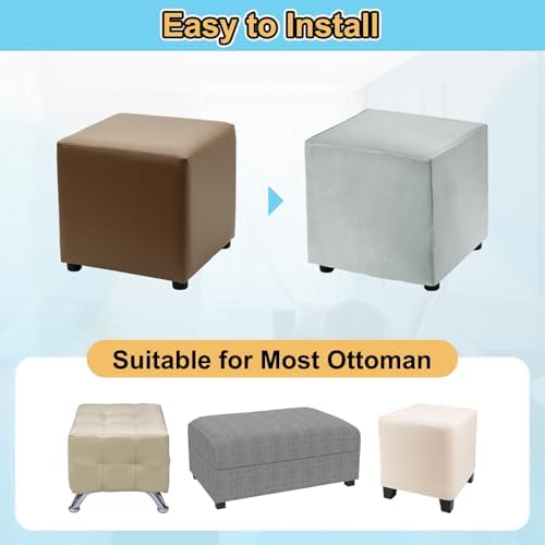 Uxcell Stretch Foot Stool Cover with Elastic Light Gray