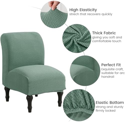 MIFXIN Armless Accent Chair Cover Jacquard Green