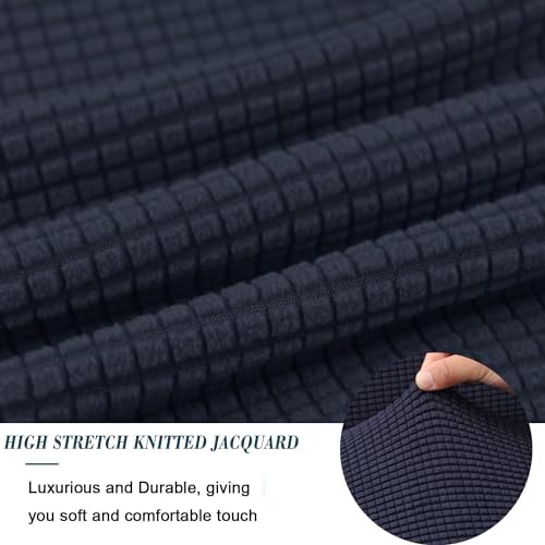 ANWUCHEN Medium Blue Stretch Jacquard Ottoman Cover