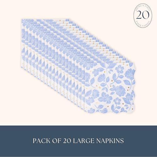 Bonjour Fete Light Blue Floral Large Paper Napkins Pack of 20