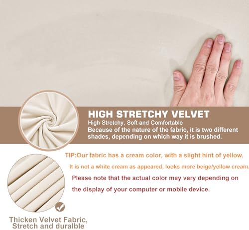 NeColorLife Velvet Ottoman Cover Square Large Cream