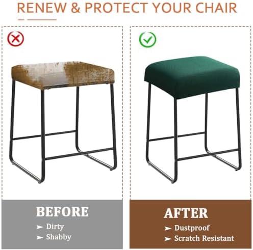 Levoberg Rectangle Bar Stool Cover Set of 2 Dark Green
