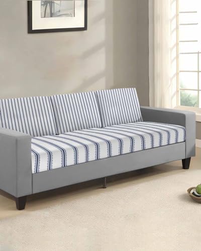 Navy Blue Striped Sofa Slipcovers with Elastic Bottom