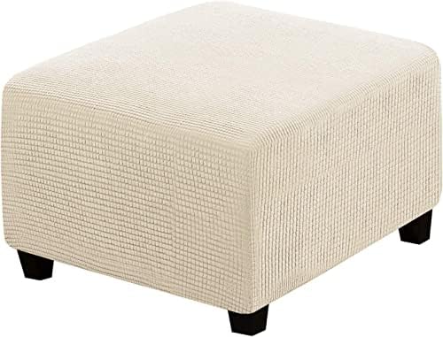 ADPON Square Ottoman Covers Stool Slipcovers Elastic Bottom Stretch High Spandex Jacquard Fabric
