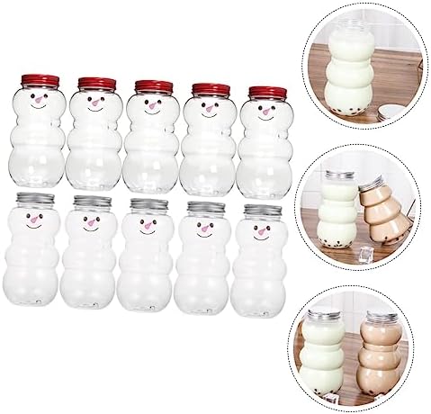 Cabilock 10pcs Snowman Beverage Bottles for Party Packaging