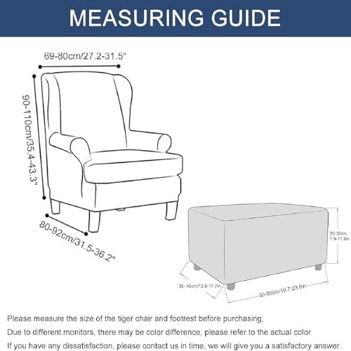 HAOYONG Stretch Wing Chair Cover Set with Ottoman and Storage Stool