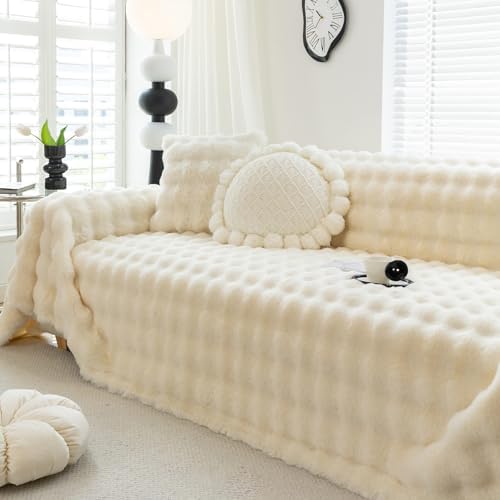 Fuzzy Plush Sofa Covers Faux Fur for 3 Cushion Couch