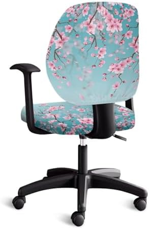 Talayituse Cherry Blossom Print Office Chair Cover 2-Piece Stretchable and Dustproof