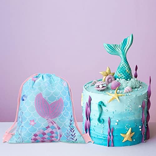 Clabby 16 Pcs Mermaid Drawstring Party Favor Bags