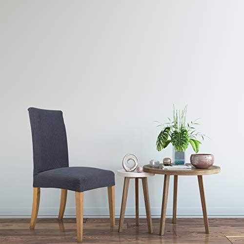 Everest Supply Pack of 4 Dining Chair Slipcover Stretchable Jacquard Fabric Gray