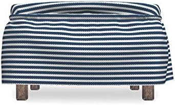 Ambesonne Navy Striped Ottoman Cover 2 Piece Set