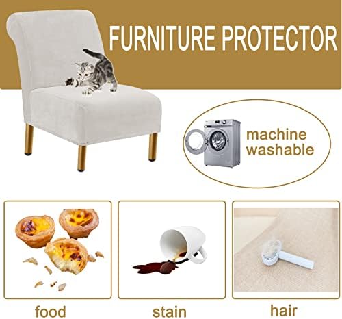 HAOYONG Armless Accent Chair Cover - Stretch Velvet Slipcover for Furniture Protection