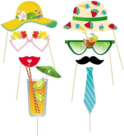 29Pcs Summer Photo Booth Props Tropical Party Decorations