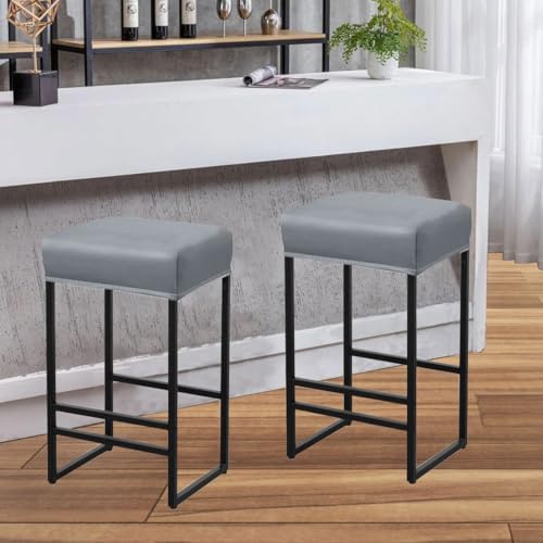 Waterproof Bar Stool Covers Set of 4 Dark Gray PU Leather