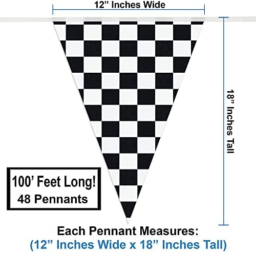 AnapoliZ Checkered Flags 100 FT Pennant Banner NASCAR Party Decor