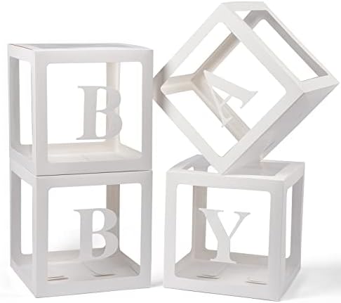 Baby Boxes with Letters for Baby Shower Decorations White