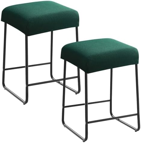 Levoberg Rectangle Bar Stool Cover Set of 2 Dark Green