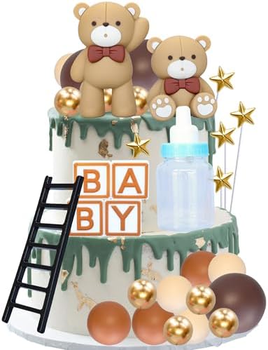 Gyufise 33Pcs Baby Bear Cake Topper Decorations