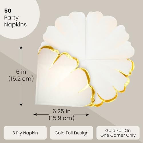 Blue Panda 50 Pack Pink Gold Petal Floral Napkins