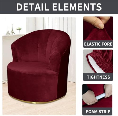 Velvet Single Swivel Barrel Chair Cover for Home Decor