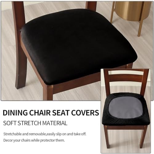 DLMWELL Stretch Black Chair Covers Set of 4 for Dining Room