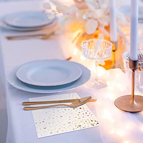 Stylish White and Gold Napkins 100 Pack Wedding Party