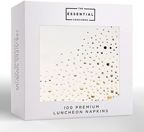 Stylish White and Gold Napkins 100 Pack Wedding Party
